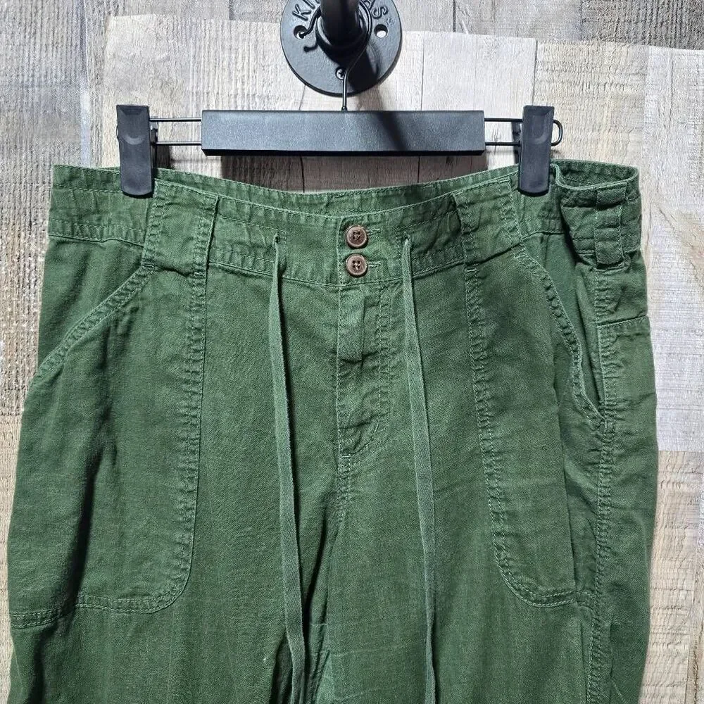 Patagonia Island Hemp Organic Cotton Blend Wide Leg Dark Green 10 Coastal Resort - Picture 2 of 5